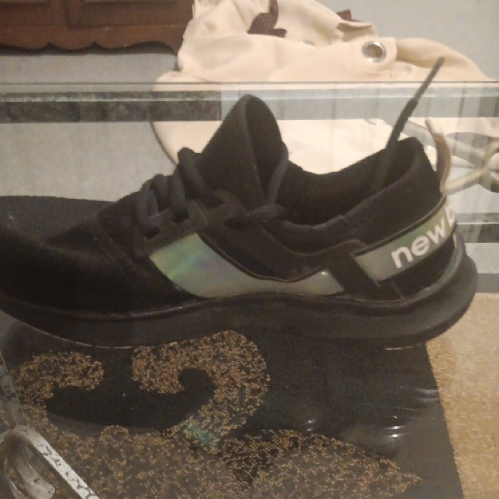 New Balance Black Sneakers With Reflective Strip. Worn Once. Bought Too Big.